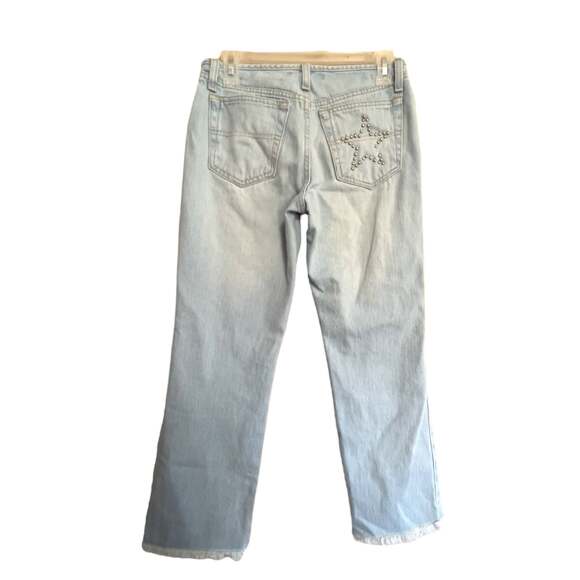 Tommy Hilfiger Womens Jeans Studded Star on Back Pocket Size 4 Fringed Hem - Picture 2 of 4